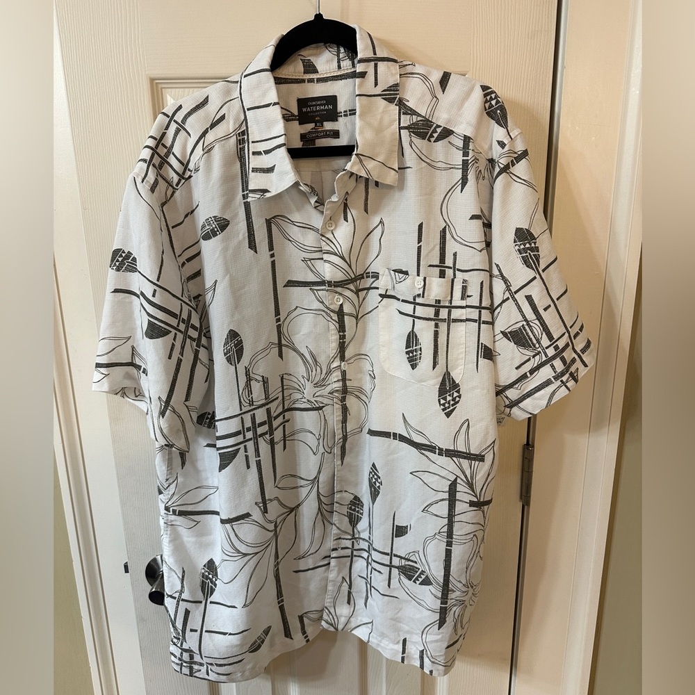 Quiksilver Waterman Collection Comfort Fit Button Shirt Mens XL Gray Modal